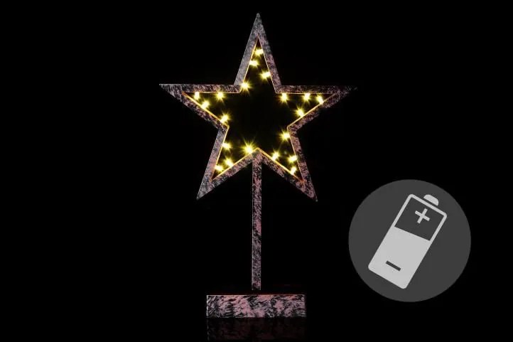 Nexos 43014 Vianočná dekorácia - Hviezda bronzová - 39 cm, 20 LED