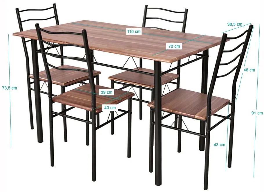 Kovový jedálenský stôl so 4 stoličkami