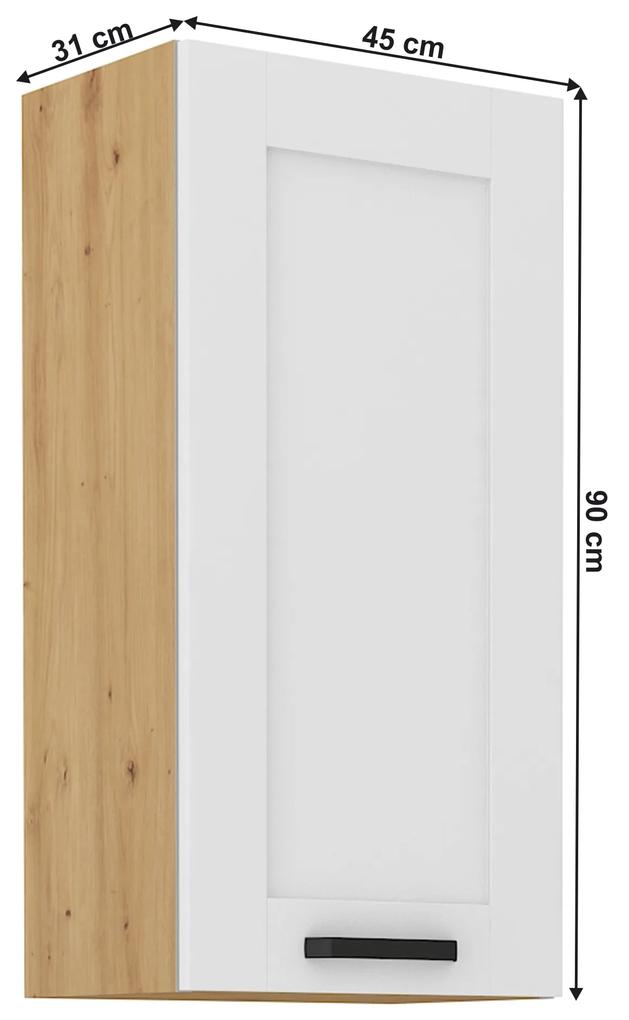 Kondela Horná skrinka, biela/dub artisan, LULA 45 G-90 1F