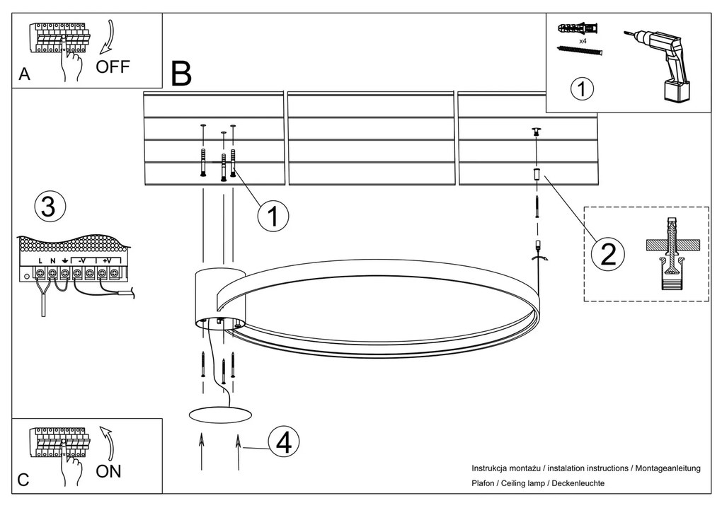 Stropné LED svietidlo Rio 78, 1x LED 50w, 3000k, g