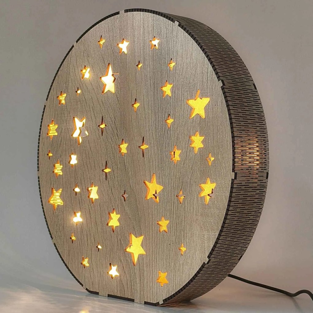 Drevená LED stolová lampa Hviezdy | MOVE: HDF - Orech 20 cm 4791-115218 LED0613