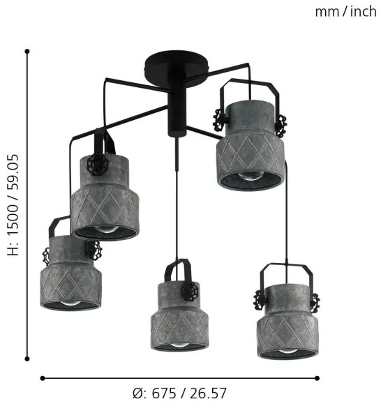 Eglo 39856 - Prisadený luster HILCOTT 5xE27/40W/230V