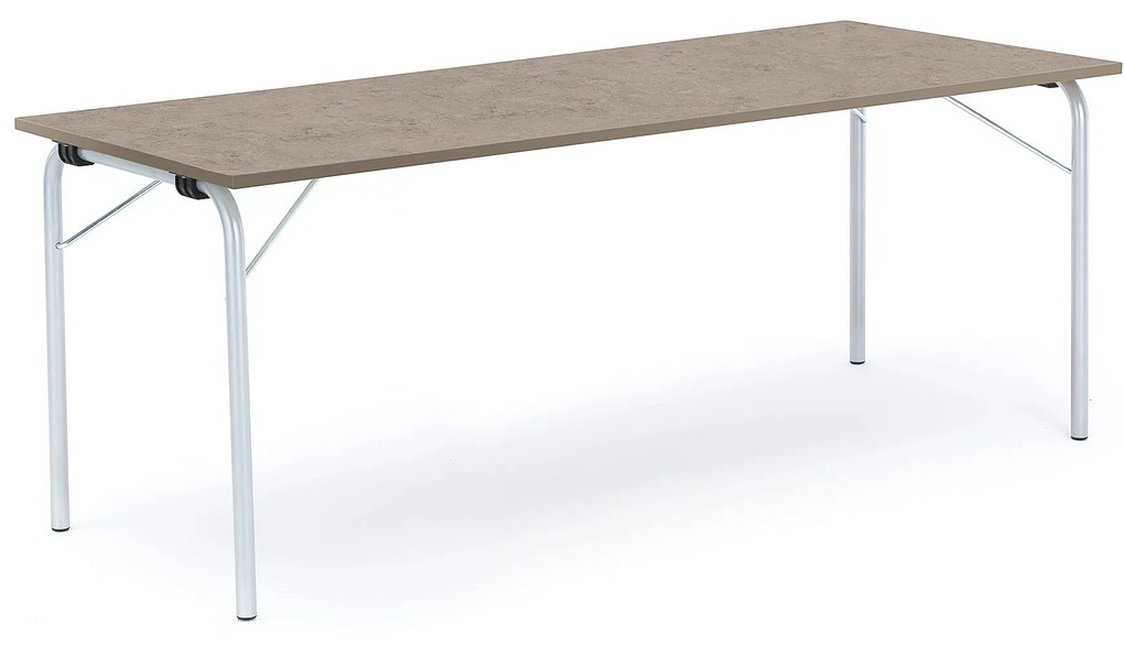 Skladací stôl NICKE, 1800x700x720 mm, linoleum - svetlošedá, strieborná