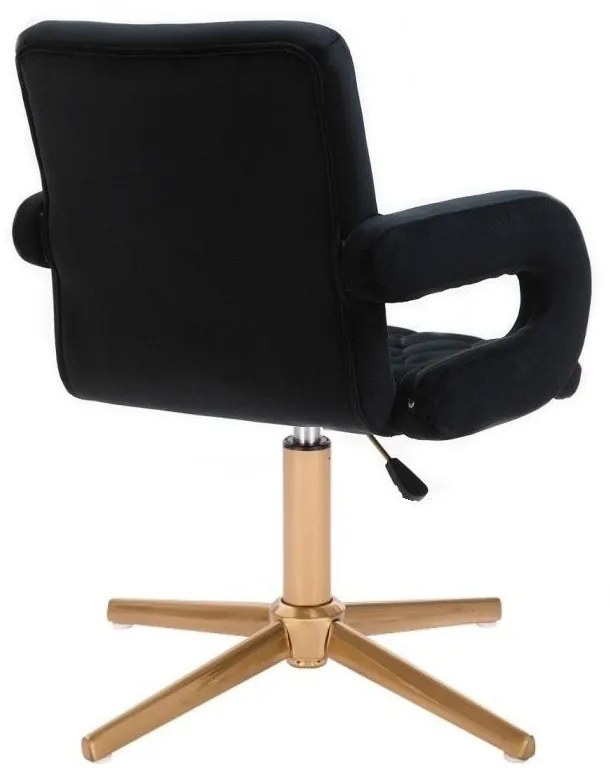 LuxuryForm DESIGN Stolička BOSTON VELUR na zlatom kríži - čierna