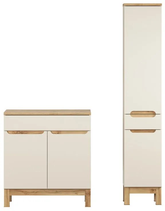 Koupelnová sestava Bali Casad s deskou a skříňkami 80 cm kašmírová/dub wotan
