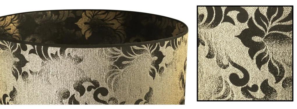 Závesné svietidlo Werona 1, 1x čierne/zlaté textilné tienidlo so vzorom, (fi 45cm)