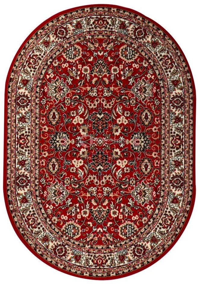 Sintelon, Kusový koberec Teheran Practica 59 / CVC ovál, 200x290, červená, chodba / predsieň