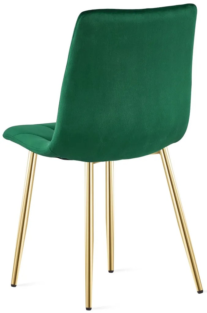 Zelená zamatová jedálenská stolička LIBRA so zlatými nohami