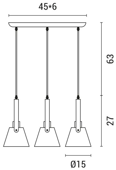 Luster na lanku 3xE27/40W/230V biela