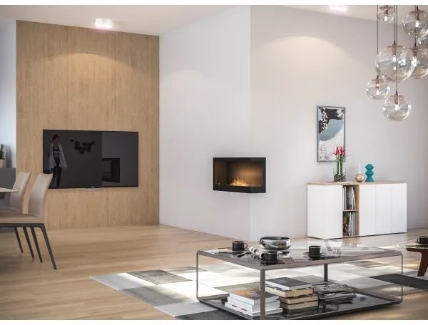 InFire - Rohový BIO krb 45x90 cm 3kW čierna