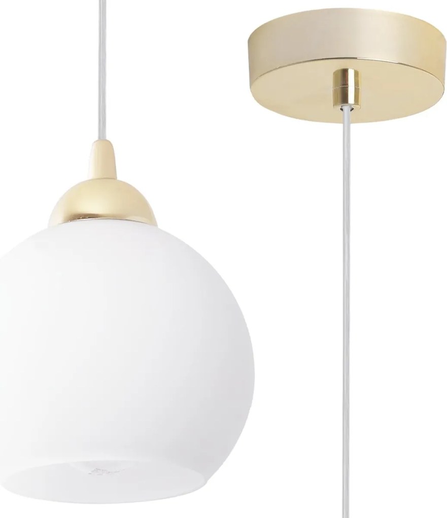 Závesné svietidlo Eliza, 1x biele sklenené tienidlo, g