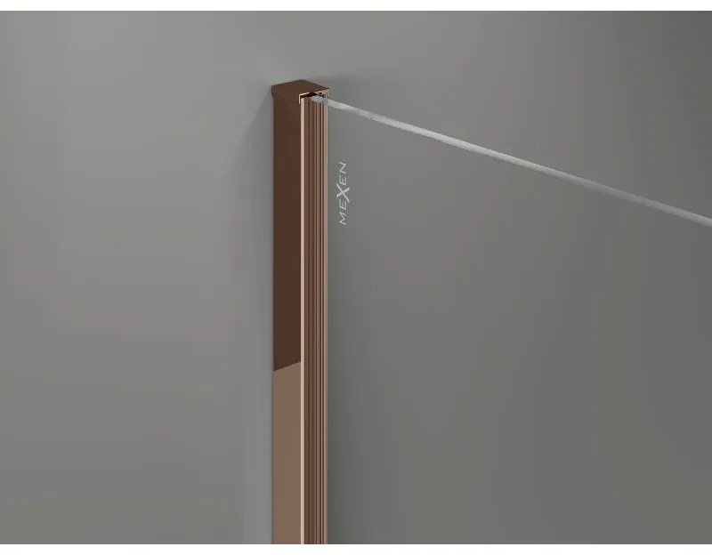 Mexen, Mexen Kioto-X sprchová stena 50 x 200 cm, grafit 10 mm, ružové zlato - 800-050-101-60-40-X