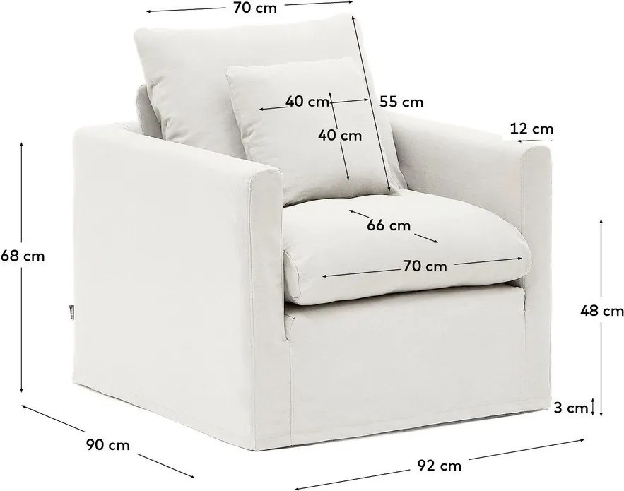 Biele ľanové kreslo Nora – Kave Home