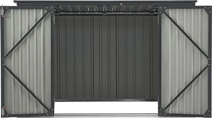 Kovový prístrešok, 3 popolnice, výklopné veko, 200×105×128cm