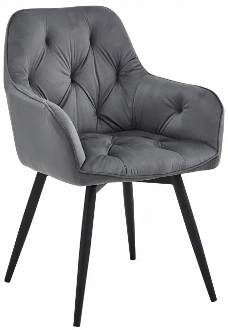 Jedálenská otočná stolička JORK360 zamatová, tmavosivá (čierne nohy)