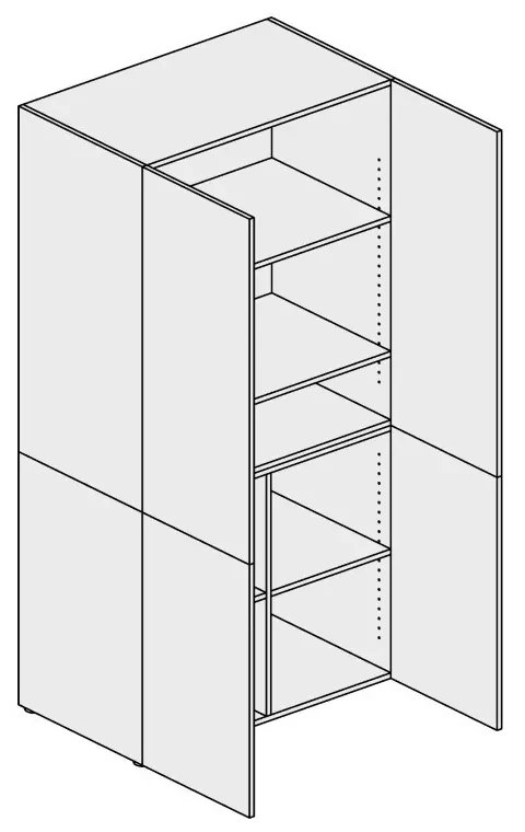 PLAN Kuchynská policová skriňa NIKA 1000 x 600 x 2000 mm, grafitová