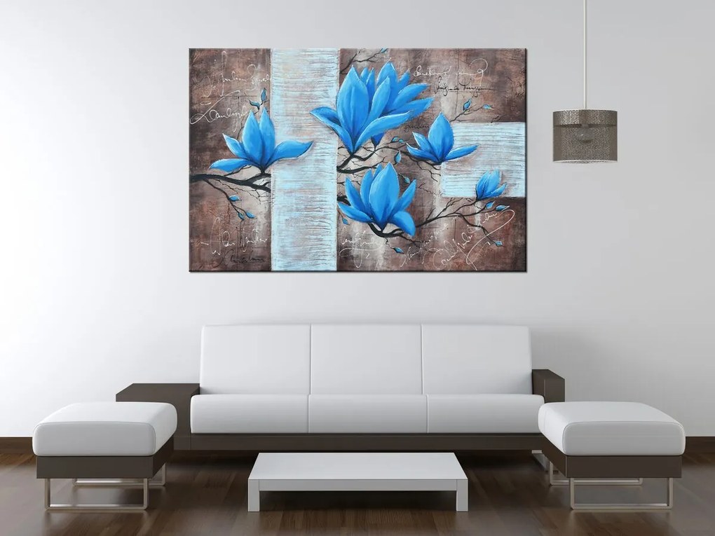 Gario Ručne maľovaný obraz Nádherná modrá magnólia Rozmery: 70 x 100 cm