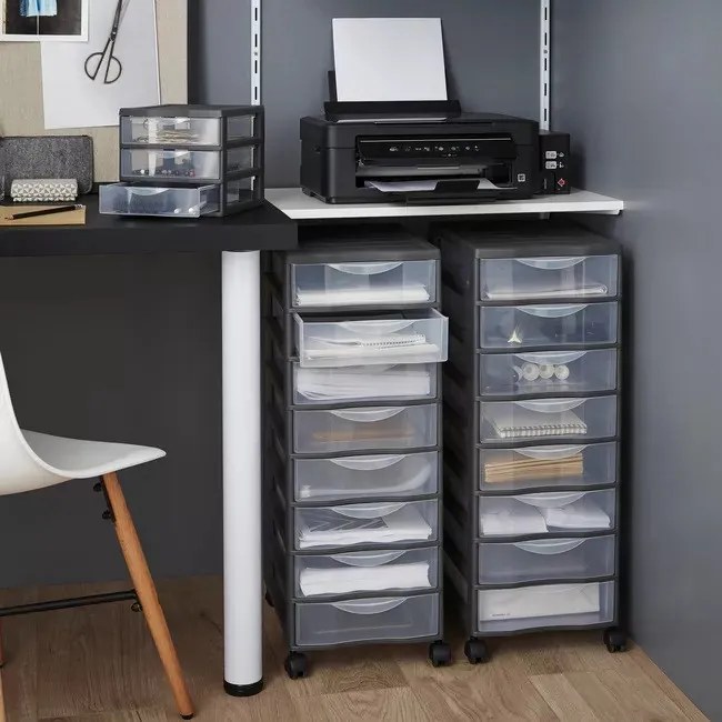 Úložný box s 8 zásuvkami, antracit, OFFICEMIX A4 8A