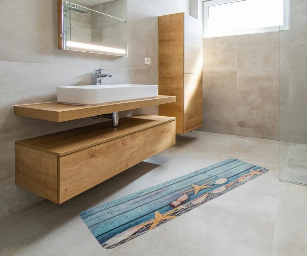 Protišmyková 3D predložka More, 60x180, modrá, kúpeľňa, Apextextil