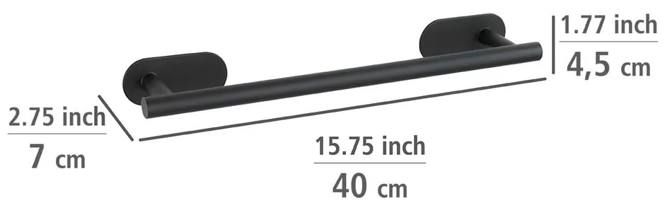 Čierny matný nástenný antikoro držiak na uteráky Wenko Orea Turbo-Loc®