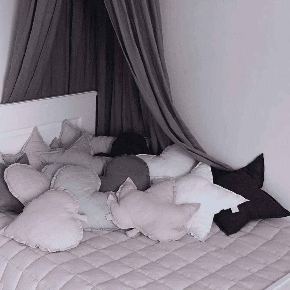 Ľanový vankúš javorový list púdrovo ružová 43x43 cm