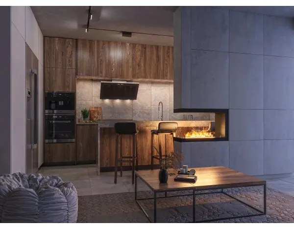 InFire - Rohový BIO krb 80x50 cm obojstranný