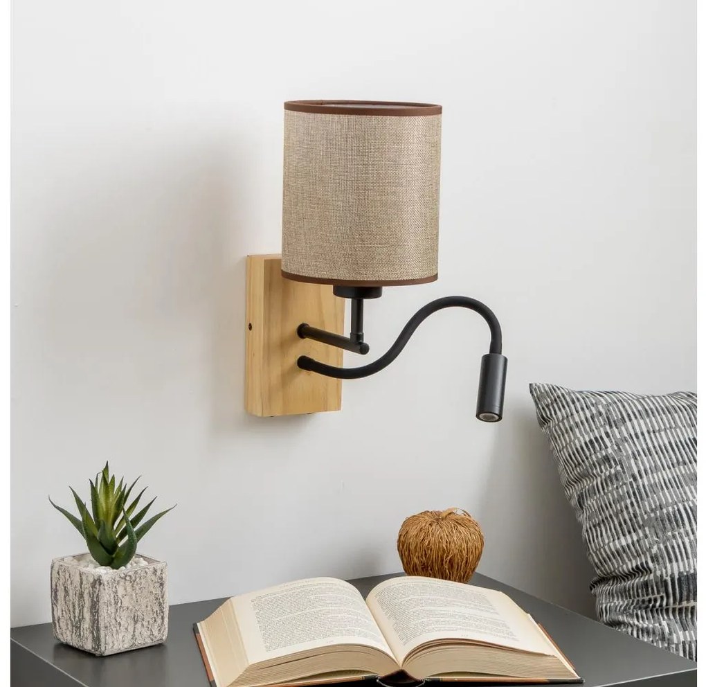 Brilagi - LED Nástenná lampa NUBILA WOOD 1xE27/25W/230V + LED/3W dub/hnedá