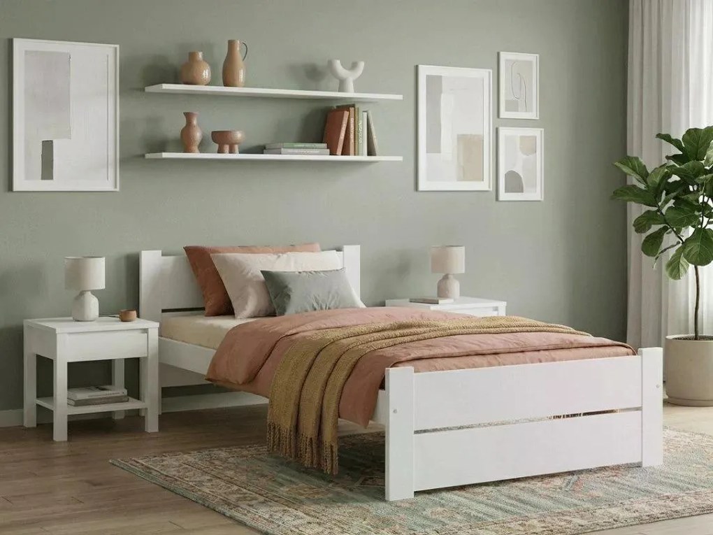 Posteľ IKAROS DOUBLE 80 x 200 cm, biela Rošt: Bez roštu, Matrac: Matrac SOMMERA 18 cm