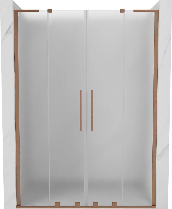 Mexen Velar L Duo, posuvné sprchové dvere do otvoru 150 cm, 8mm sklo námraza, medená matná, 871-150-003-32-65