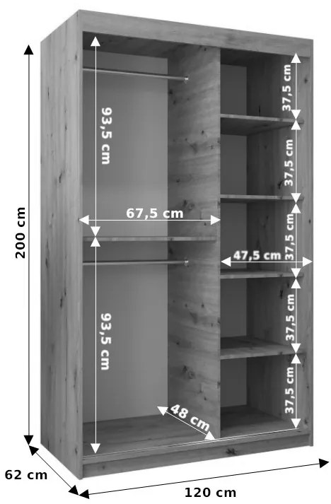 Šatníková skriňa 120 cm Eclipse (dub sonoma + dub sonoma). Akcia -33%. Vlastná spoľahlivá doprava až k Vám domov. 1063398