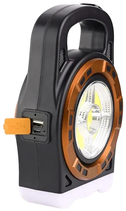 VERK Prenosné dobíjacie solárne LED svietidlo HB-6678C s funkciou powerbanky - zlatá