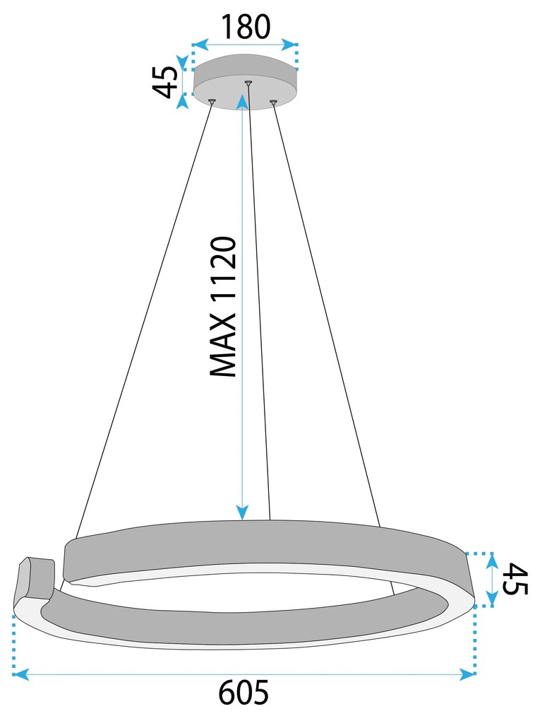 Toolight Toolight, LED stropné osvetlenie 60cm, 60W, 3000K, LHJ053-CP1 C, zlatá matná, OSW-50027