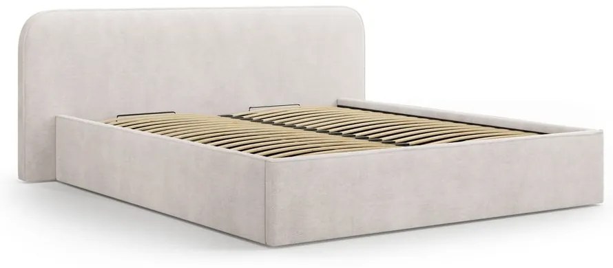Biela čalúnená dvojlôžková posteľ s úložným priestorom s roštom 140x200 cm Elizabeth – Micadoni