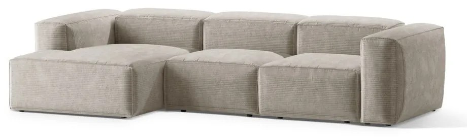 Béžová menčestrová rohová pohovka (ľavý roh/s leňoškou) Bergamo – Cosmopolitan Design