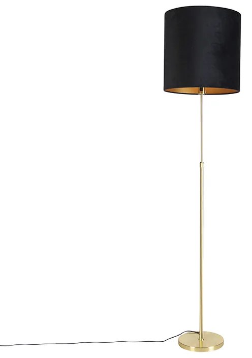 Stojacia lampa zlatá / mosadz s čiernym velúrovým odtieňom 40/40 cm - Parte