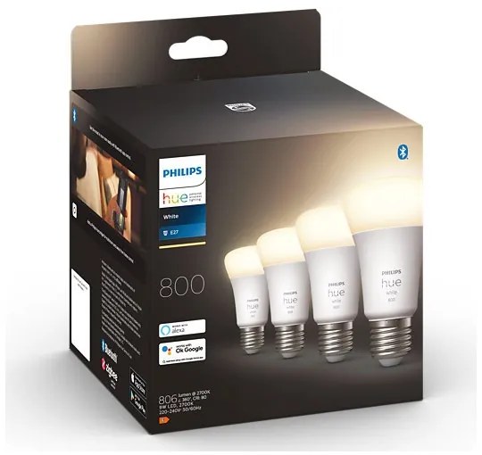 SADA 4x LED Stmievateľná žiarovka Philips Hue WHITE A60 E27/9W/230V 2700K