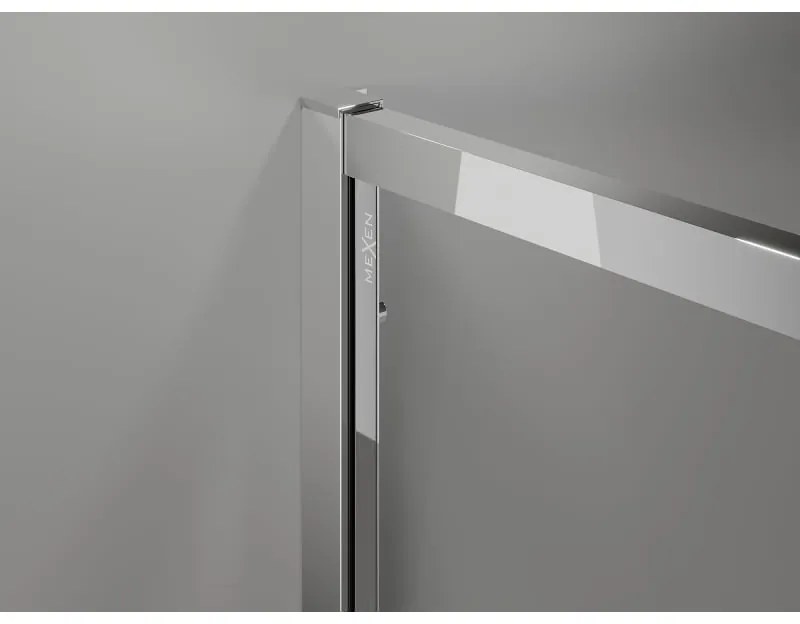 Mexen Exo, asymetrický sprchovací kút s posuvnými dverami 100 x 80 cm, 6mm číre sklo, chrómový profil, 8131-100-080-01-00