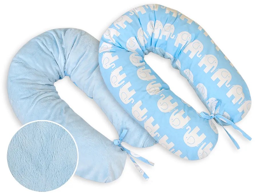 Bobono Relaxačný vankúšik- obojstranný-Simple Elephants blue