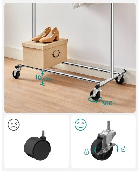 Mobilný stojanový vešiak LINEA strieborný