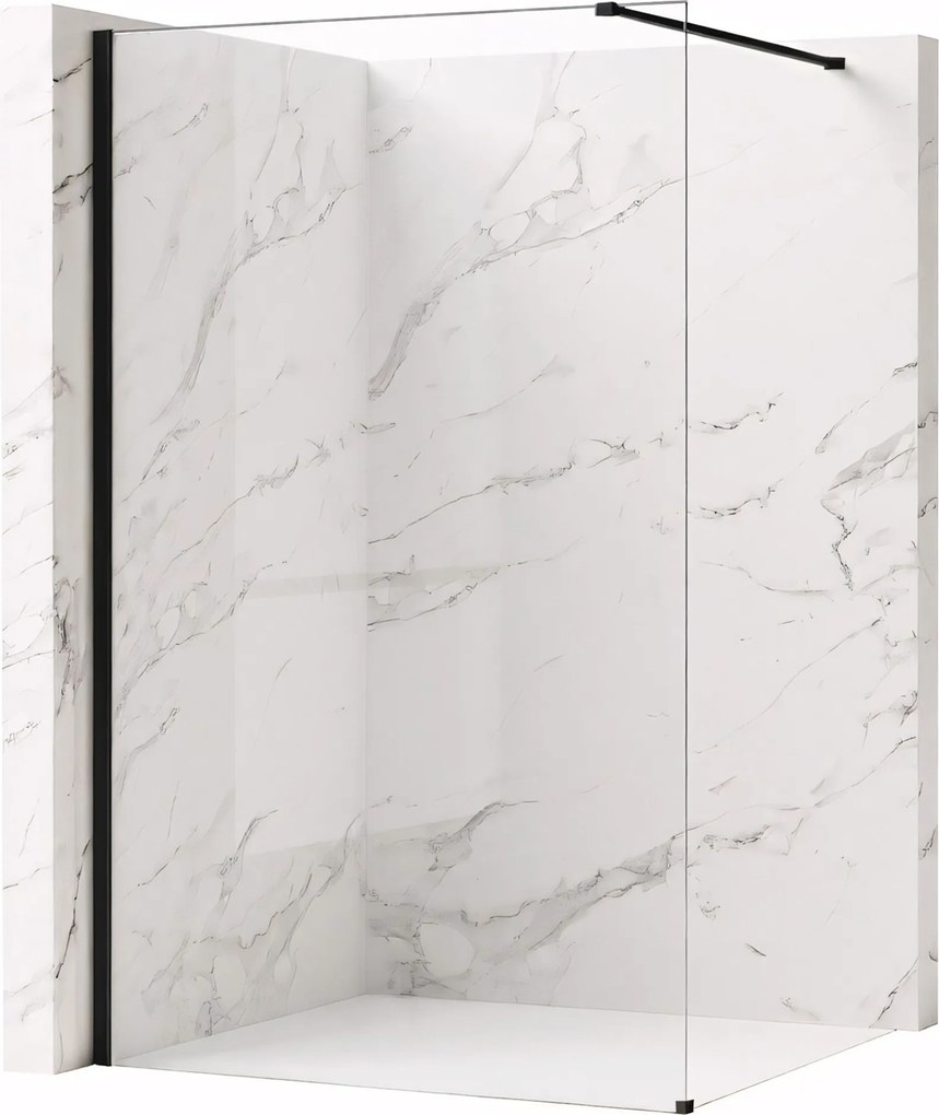 Bezrámová sprchová zástena REA FLEXI BLACK 70 cm, čierna/transparent - bez vaničky