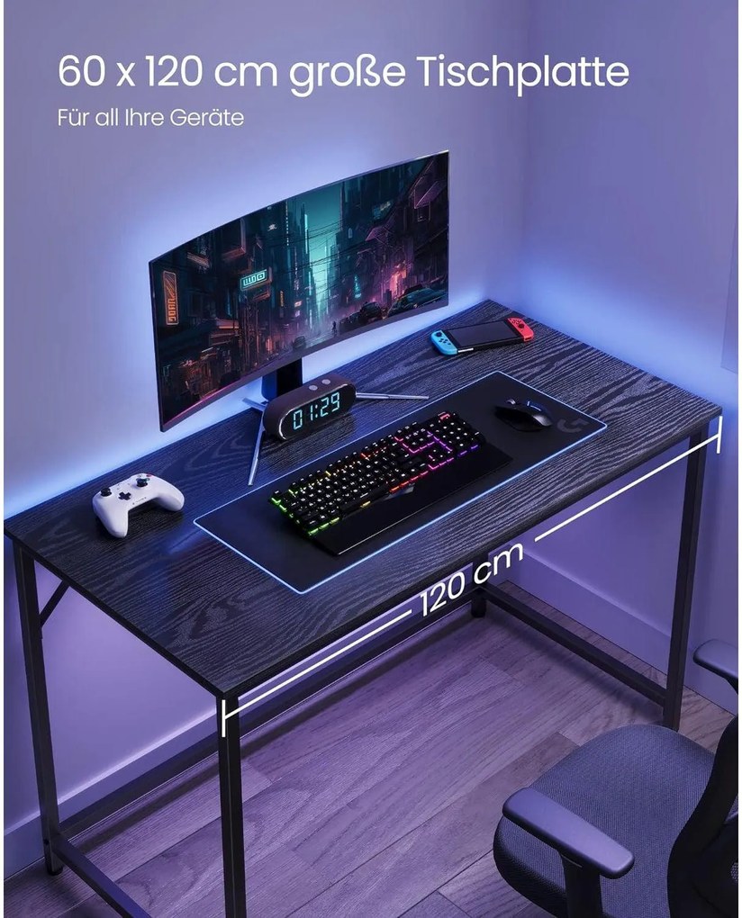 Písací stôl, kancelársky stôl, kovový rám, čierna farba