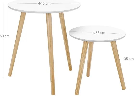 Súprava 2 ks odkladacích stolíkov SERA, biela/hnedá