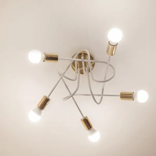 Pritrdjena stropna svetilka OXFORD 5xE27/15W/230V, zlata/bela