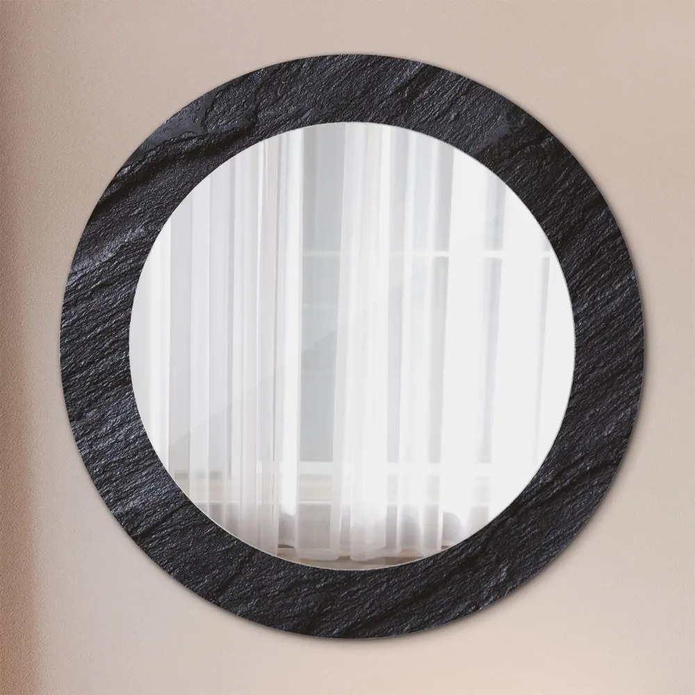 Okrúhle ozdobné zrkadlo Čierny kameň fi 60 cm