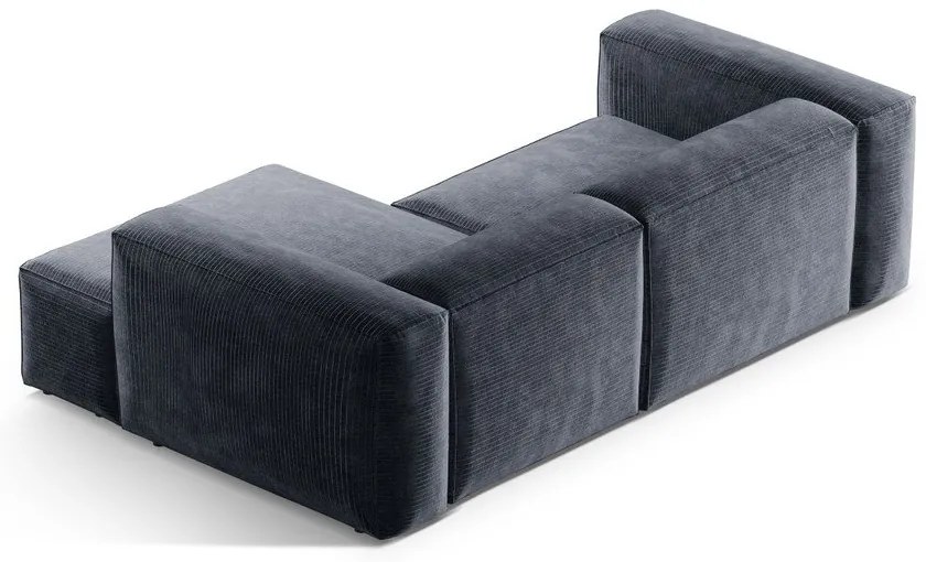 Sivomodrá menčestrová rohová pohovka (pravý roh/s leňoškou) Bergano – Cosmopolitan Design