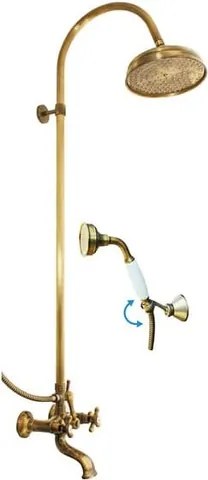 Vaňová batéria RAV Slezák MORAVA so sprchovacím setom 150 mm stará mosadz MK159.5/3SM
