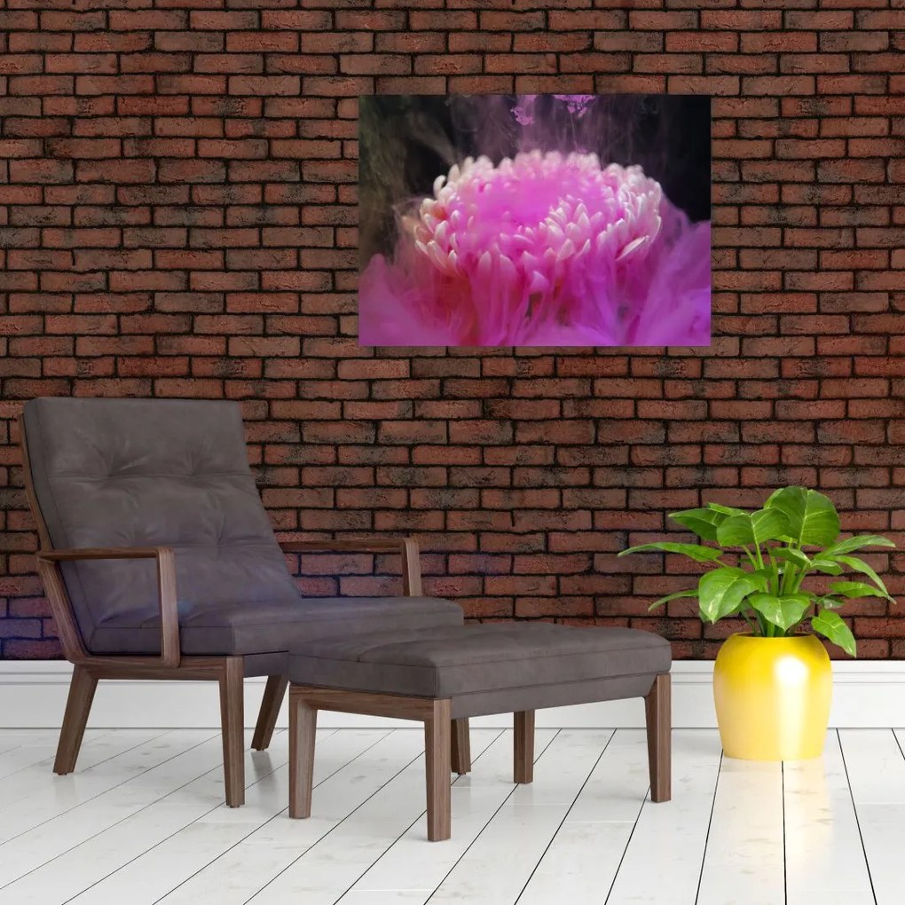 Obraz kvetiny v ružovom dyme (70x50 cm)