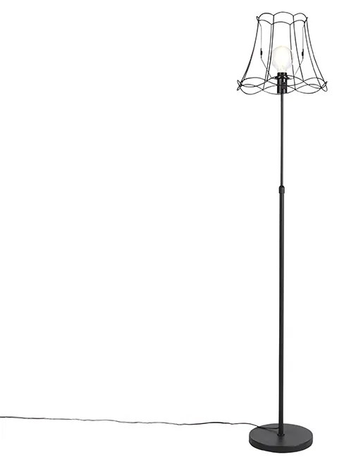 Stojaca lampa čierna s rámom Granny 35 cm nastaviteľná - Parte