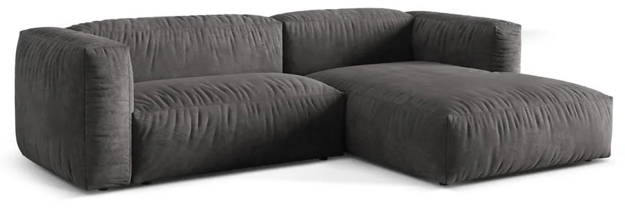 Sivá zamatová modulárna rohová pohovka (pravý roh/s leňoškou) Martina – Micadoni