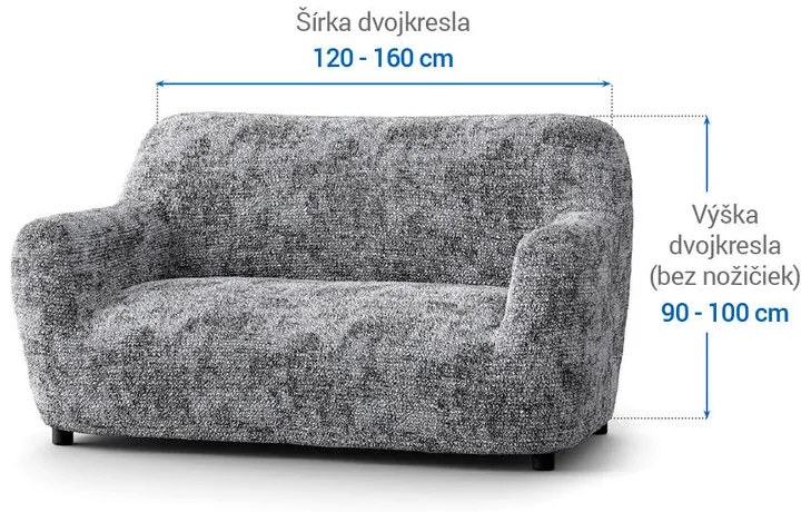 Bielastické poťahy MARMO šedé dvojkreslo (š. 120 - 160 cm)